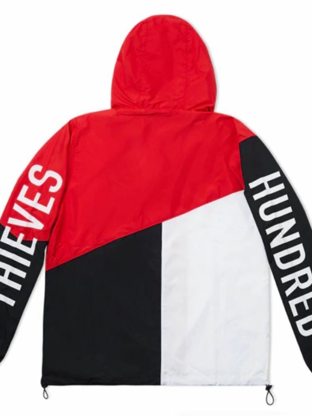 100 Thieves Tri Color Full Zip Windbreaker Jacket Red Black White Size Large💎 - Picture 2 of 8